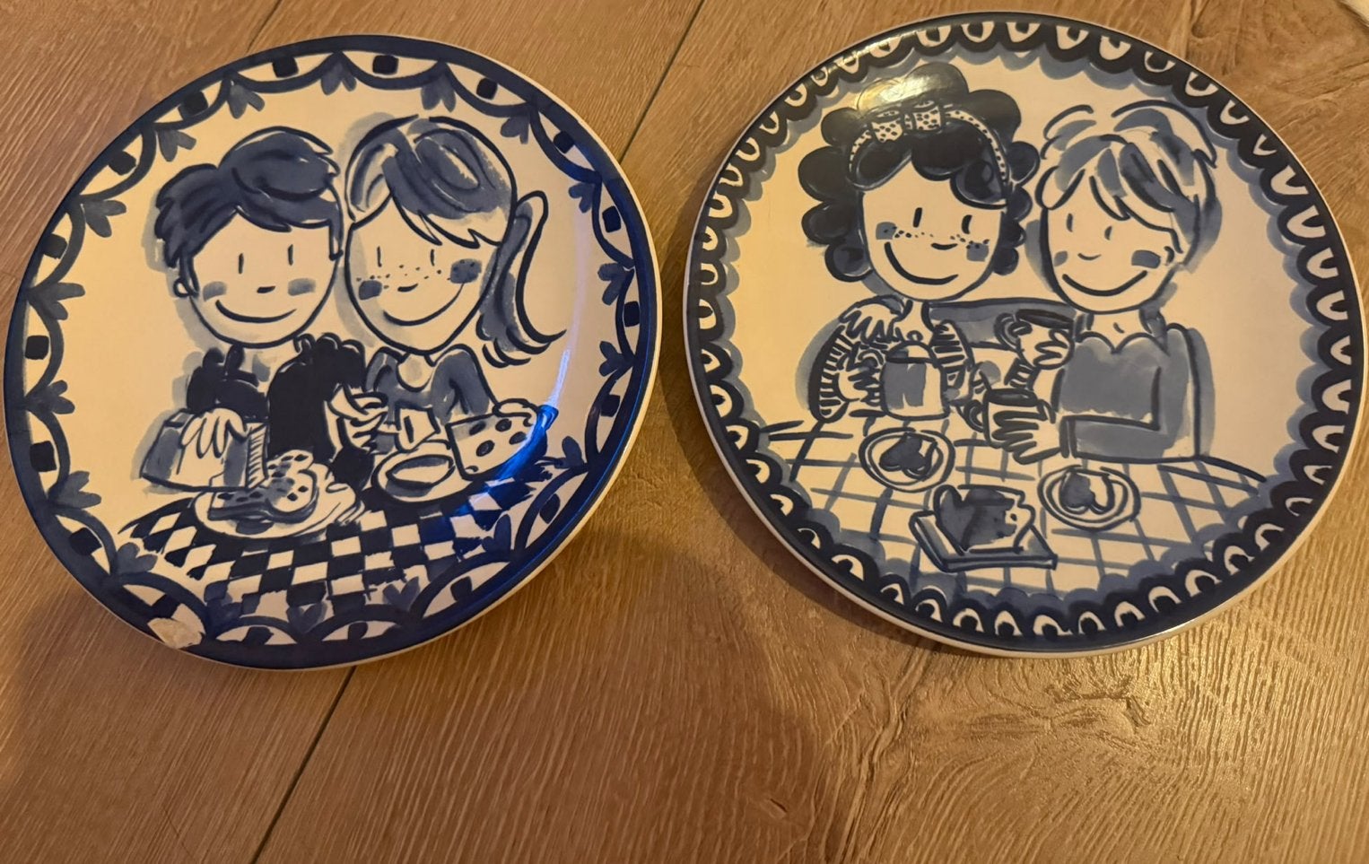 2x Blond Amsterdam ‘Delfts’ jongen/meisje eten - ø22 cm, Ophalen of Verzenden, Zo goed als nieuw, Delftsblauw, Bord(en)
