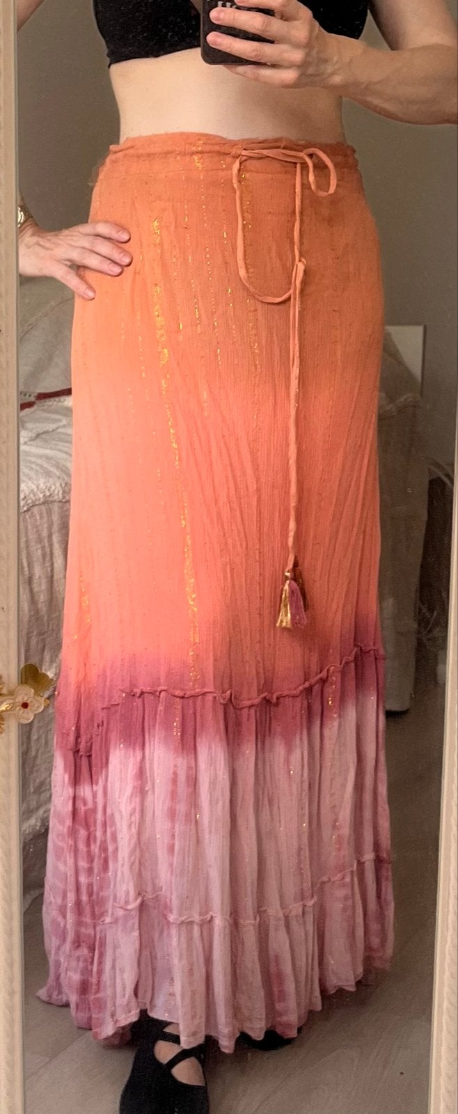Hippie Festival Rok Ibiza Goa India Vibe - Gold&Silver, Kleding | Dames, Rokken, Maat 38/40 (M), Oranje, Ophalen of Verzenden