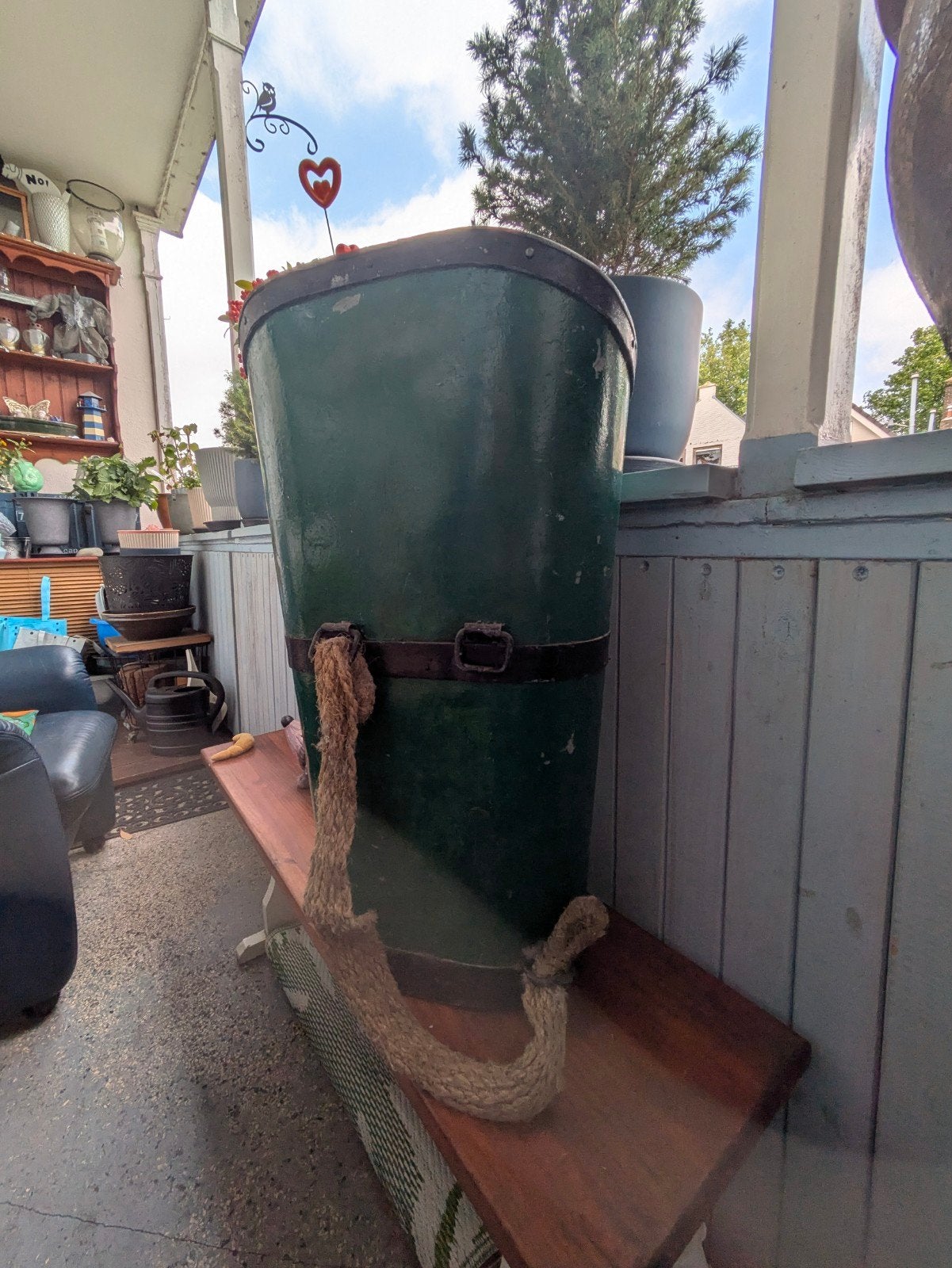 Vintage zinken orginele druiven plukkers bak, Ophalen, Metaal