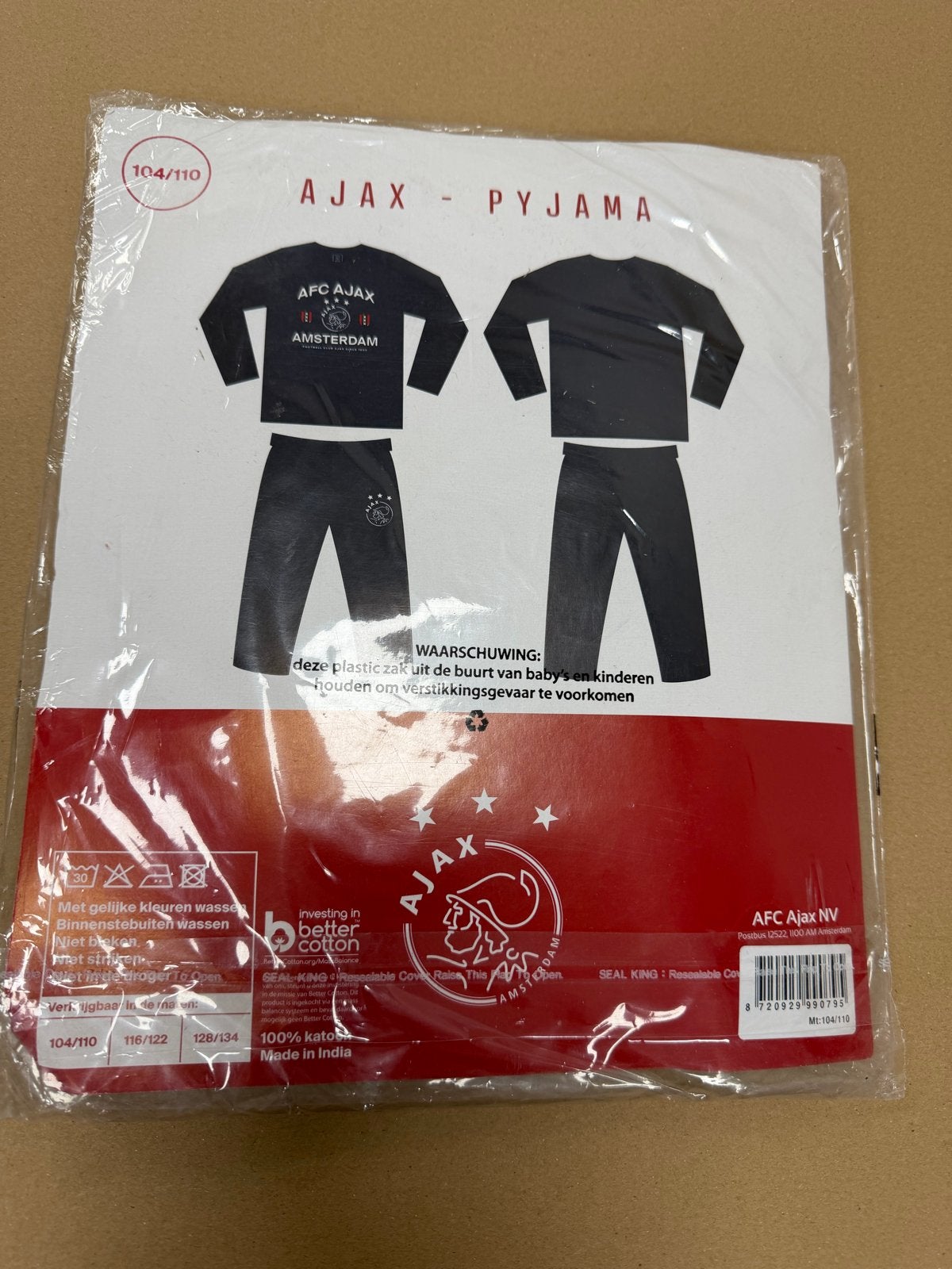 Nieuwe Ajax Pyjama Maat 104/110, Ophalen of Verzenden, Nieuw, Jongen of Meisje, Nacht- of Onderkleding
