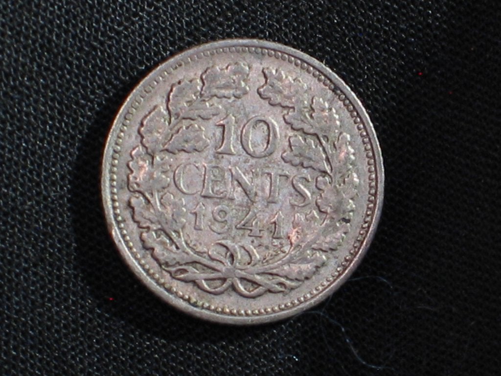Dubbeltje Nederland antiek zilver 1941. 2218, Zilver, Ophalen of Verzenden, 10 cent, Koningin Wilhelmina