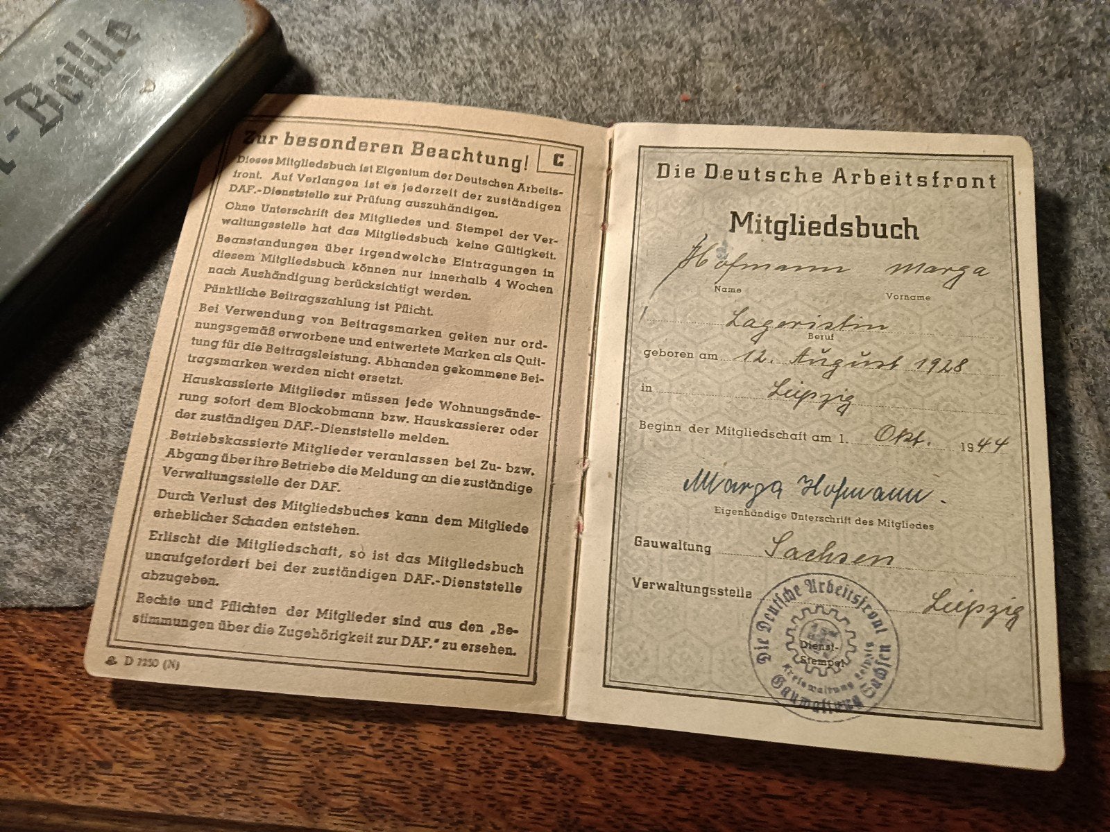 DAF Mitglied buch 1944 Duitsland, Verzamelen, Ophalen of Verzenden, Duitsland