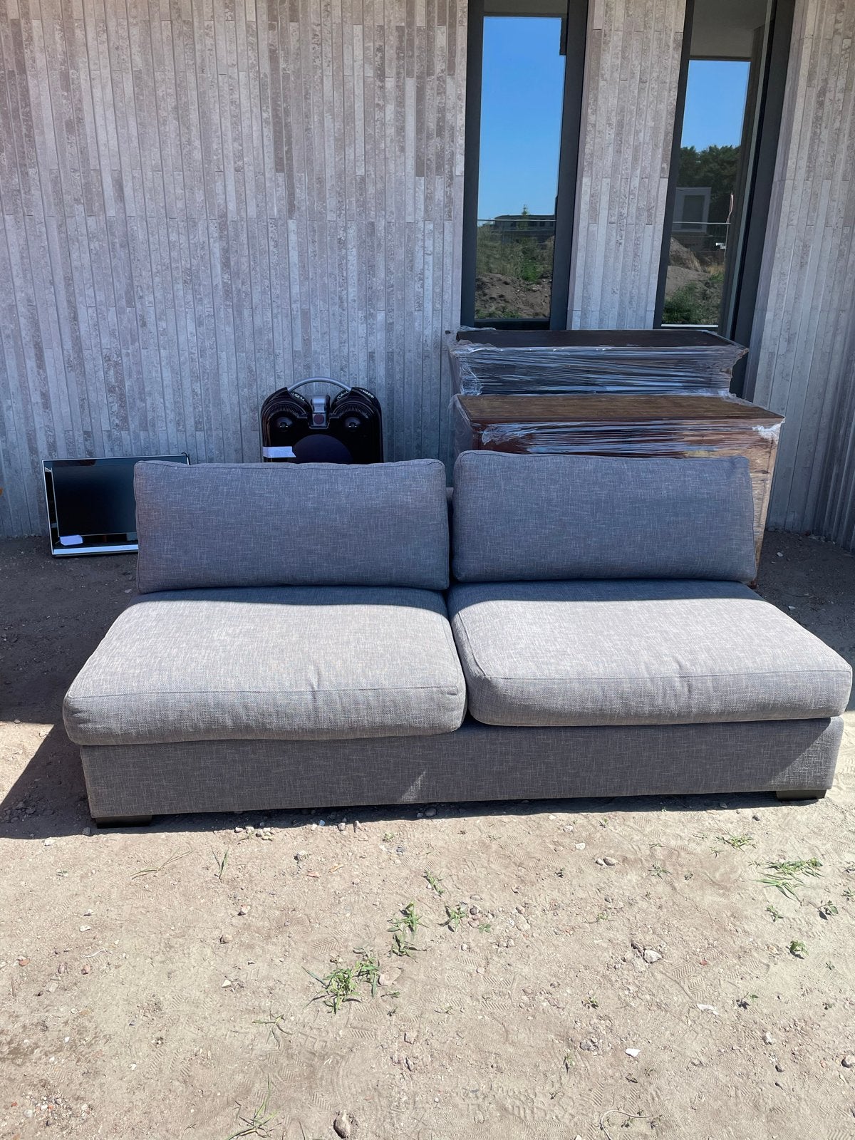 Comfortabele bank 200x100x80/40 - GRATIS afhalen.Grijs stof, Ophalen, Gebruikt, 150 tot 200 cm, Tweepersoons