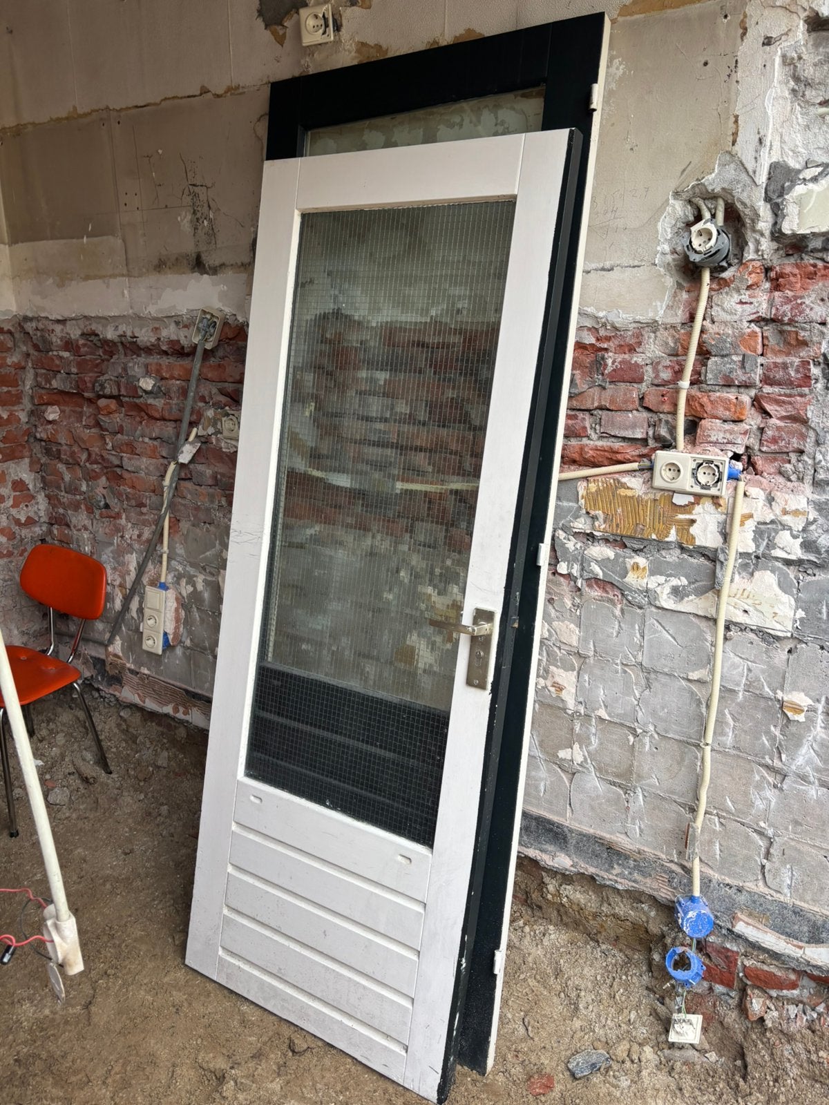 2x Gebruikte buitendeur met glas, Doe-het-zelf en Verbouw, Ophalen, Gebruikt, 80 tot 100 cm, Buitendeur