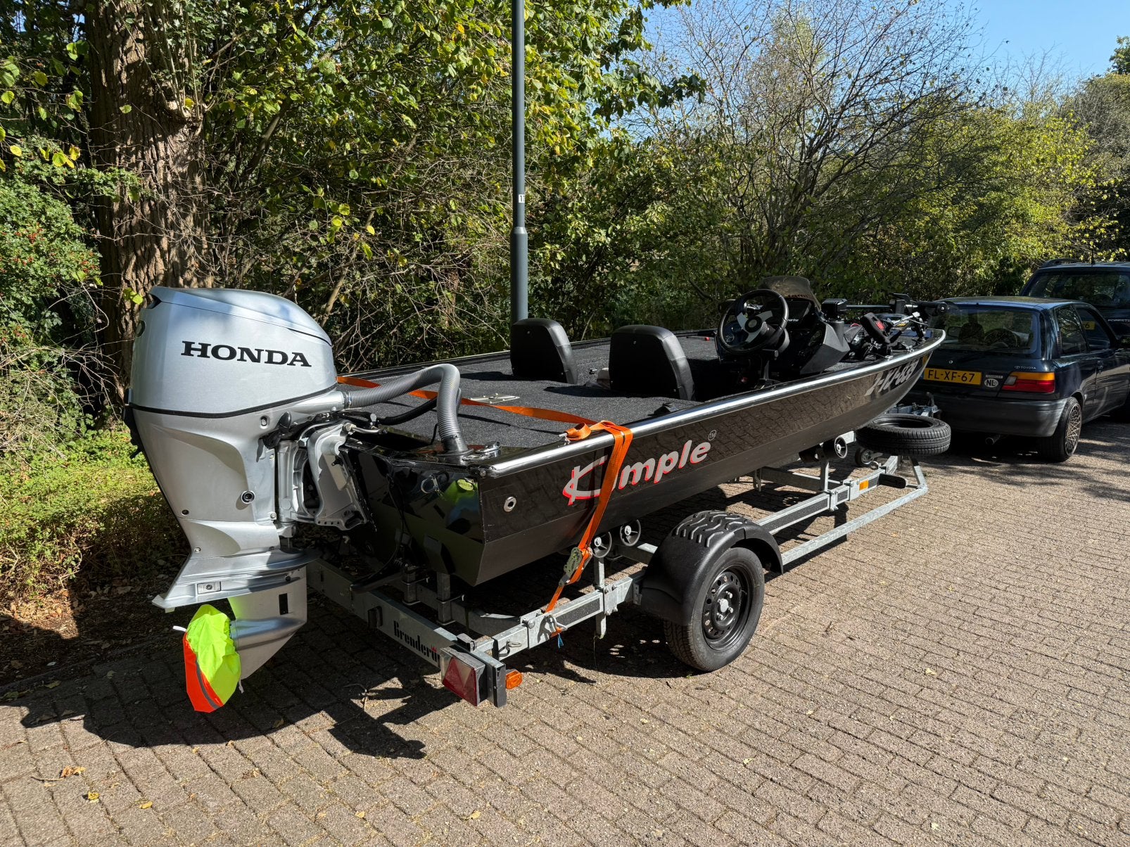 Kimple 468 sniper aluminium roofvisboot set honda 60pk, Watersport en Boten, Vis- en Consoleboten, Ophalen, Zo goed als nieuw
