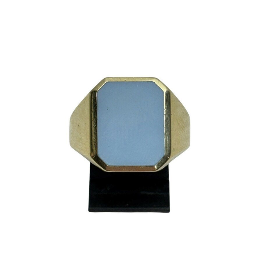 Zegelring met blauwe steen 14k goud, 19 tot 20, Heer, Ophalen of Verzenden, Zo goed als nieuw
