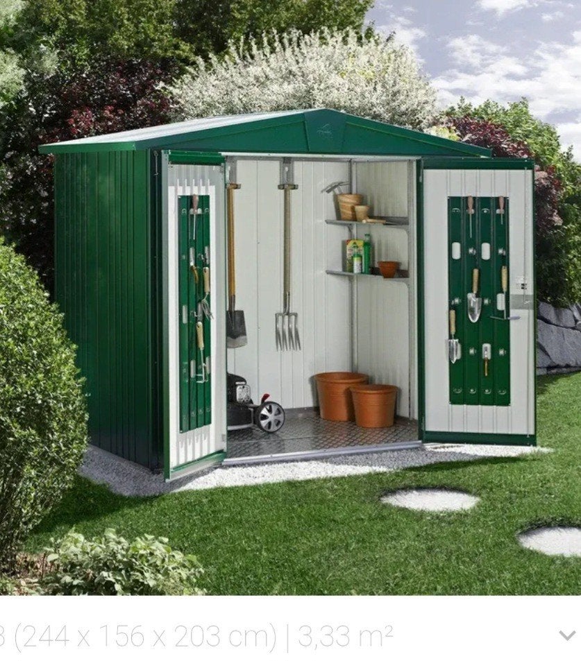 Groene metalen tuinschuur Biohort Europa 3,33 m², Tuin en Terras, Ophalen, Metaal, Overige typen