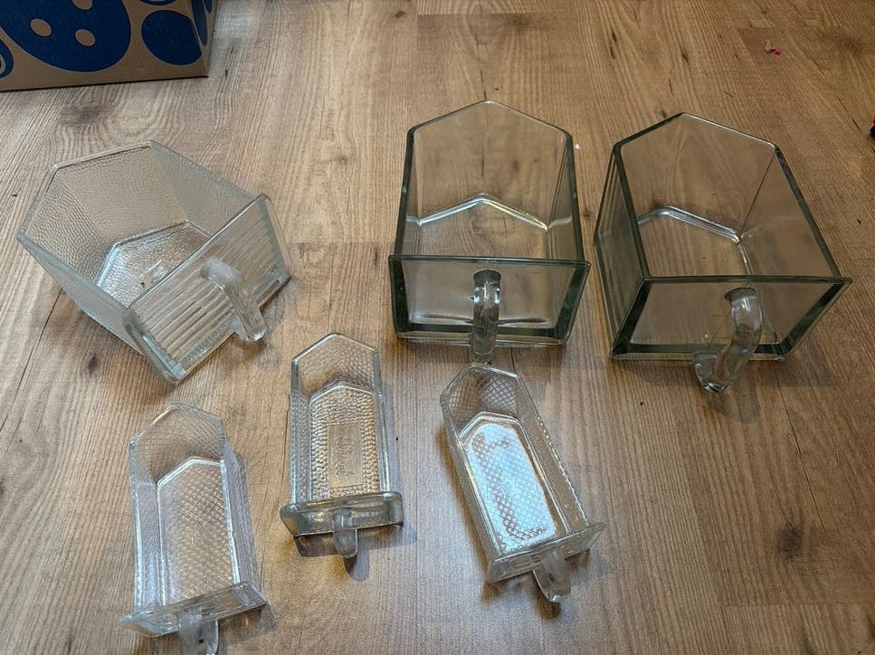 Set van 6 gruttersbakken uit Piet Zwart keuken, Ophalen of Verzenden, Wit, Overige merken, Glas