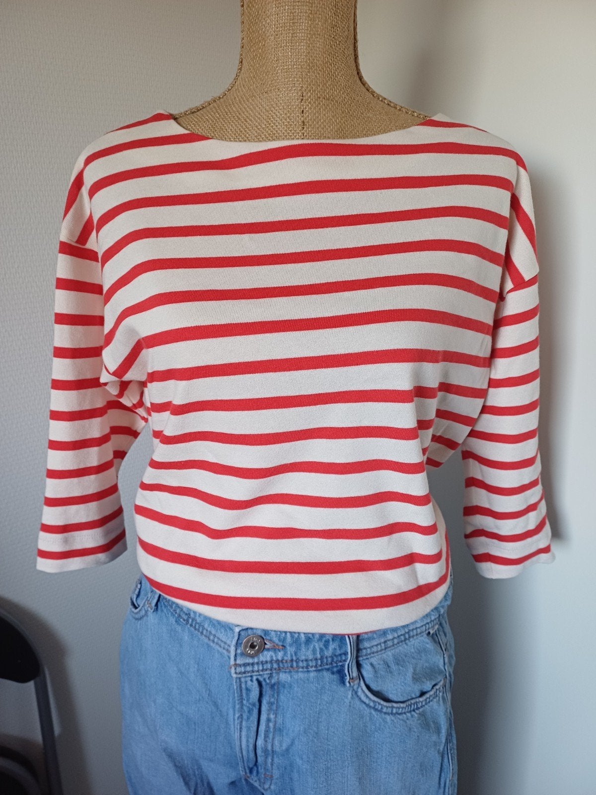Purdey gestreepte top met boothals - rood/off white, Nieuw, Ophalen of Verzenden, Purdey, Lange mouw