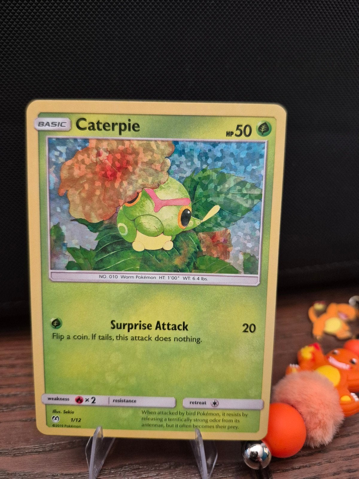 Pokémon Kaart - Caterpie holo MCD19 1/12, Ophalen, Zo goed als nieuw, Losse kaart, Foil