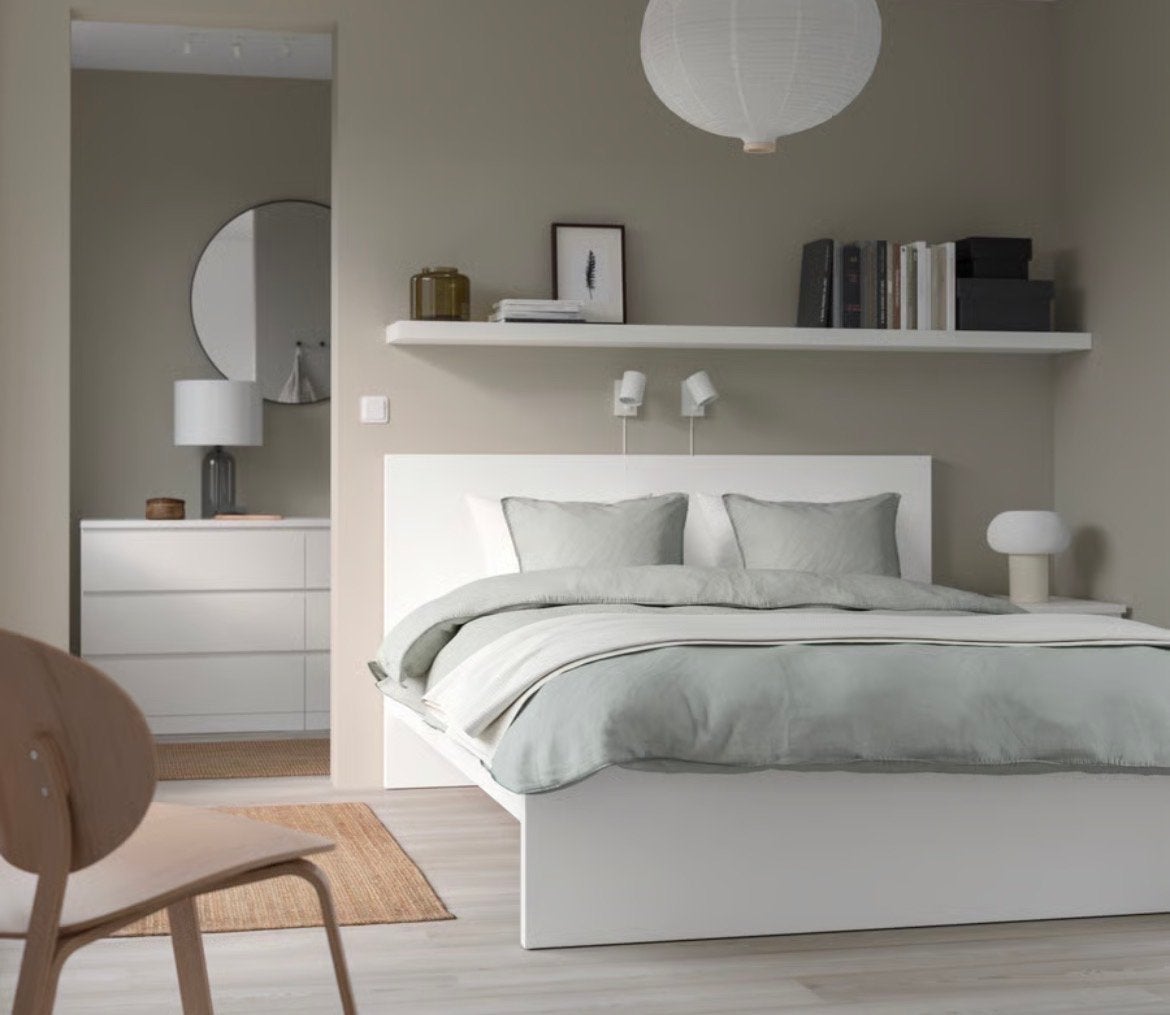 Wit IKEA bed met lattenbodem, Ophalen, Gebruikt, Wit, Tweepersoons