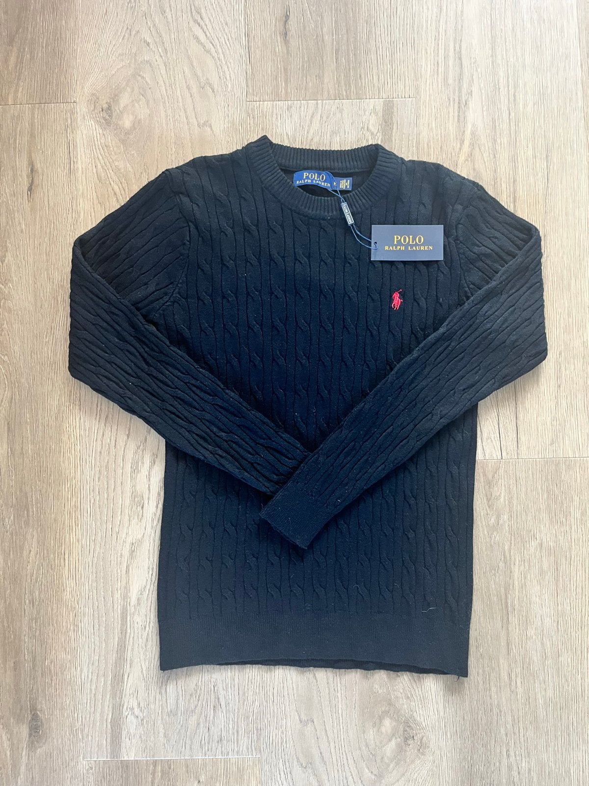 Polo Ralph Lauren kabelgebreide trui - Zwart, Ophalen of Verzenden, Nieuw, Maat 38/40 (M), Zwart
