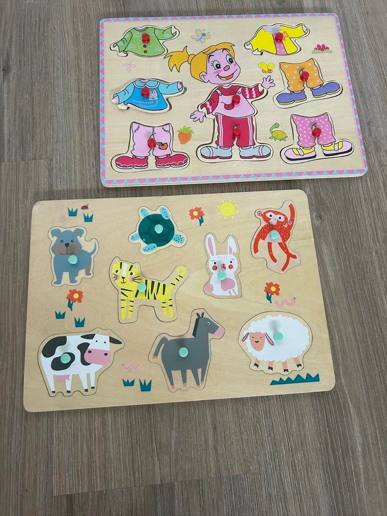 Houten puzzels, Ophalen, Minder dan 10 stukjes, Zo goed als nieuw, 6 maanden tot 2 jaar