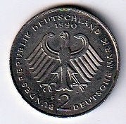 2  mark  1990  F  Duitsland. km. 170, Ophalen of Verzenden, Duitsland, Losse munt