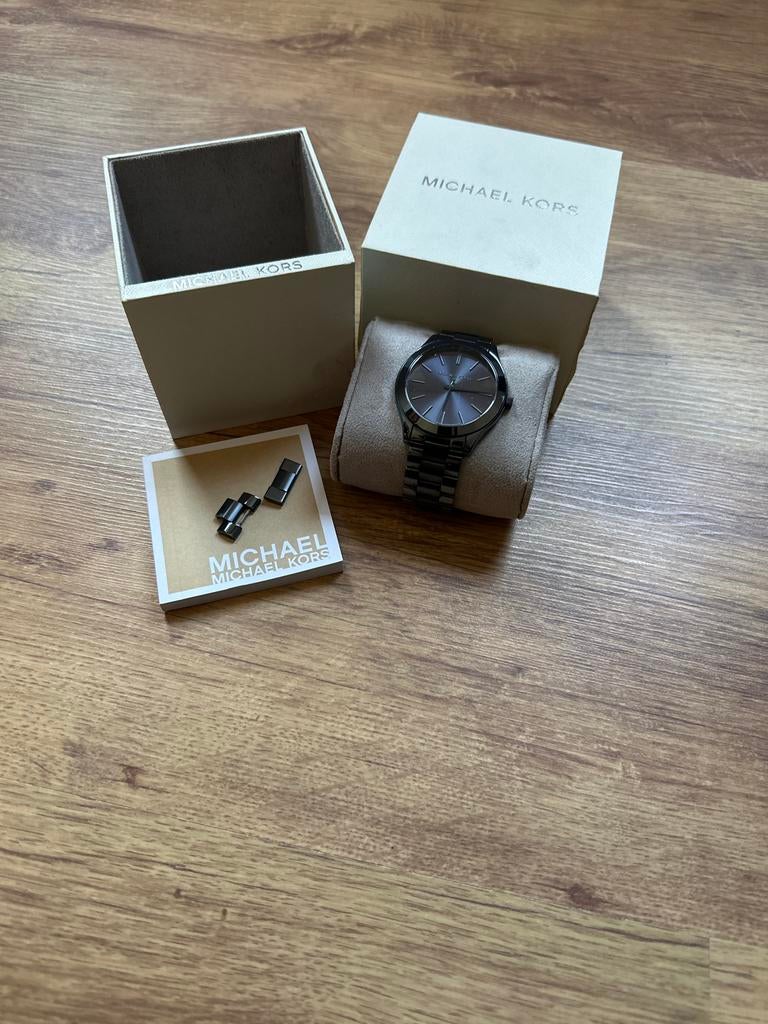Michael Kors horloge - Donkerblauw, Sieraden, Tassen en Uiterlijk, Armbanden, Ophalen of Verzenden, Zo goed als nieuw, Blauw, Staal