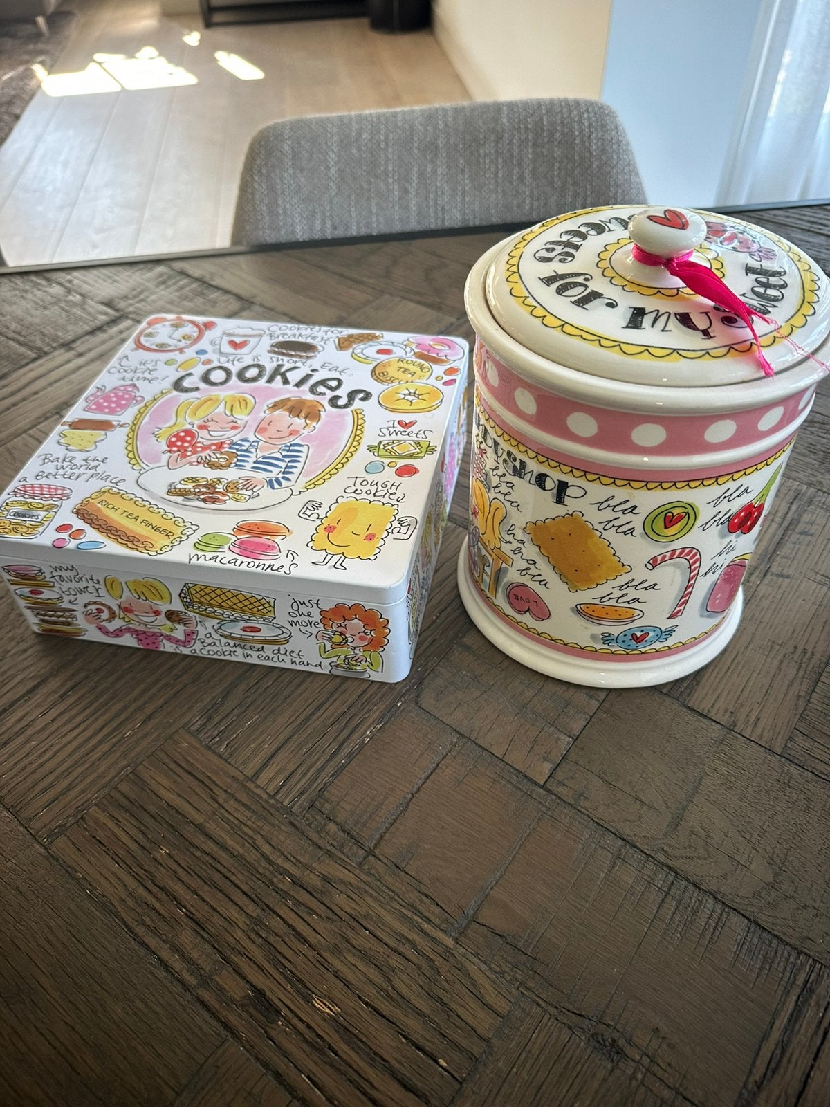 Koektrommel en snoeppot BLOND, Ophalen, Zo goed als nieuw, Koek(jes)