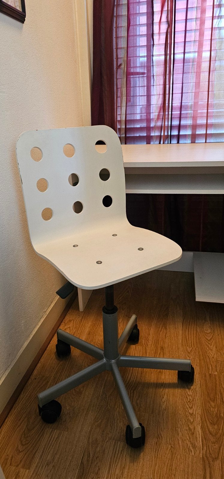 Ikea Jules kinder bureaustoel wit op wieltjes, Huis en Inrichting, Ophalen, Wit, Bureaustoel