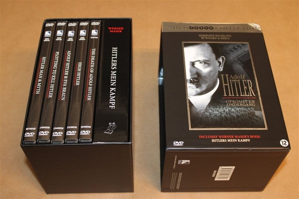 Adolf Hitler Opkomst en Ondergang — 5 DVD + Boek, Alle leeftijden, Ophalen of Verzenden, Zo goed als nieuw, Oorlog of Misdaad