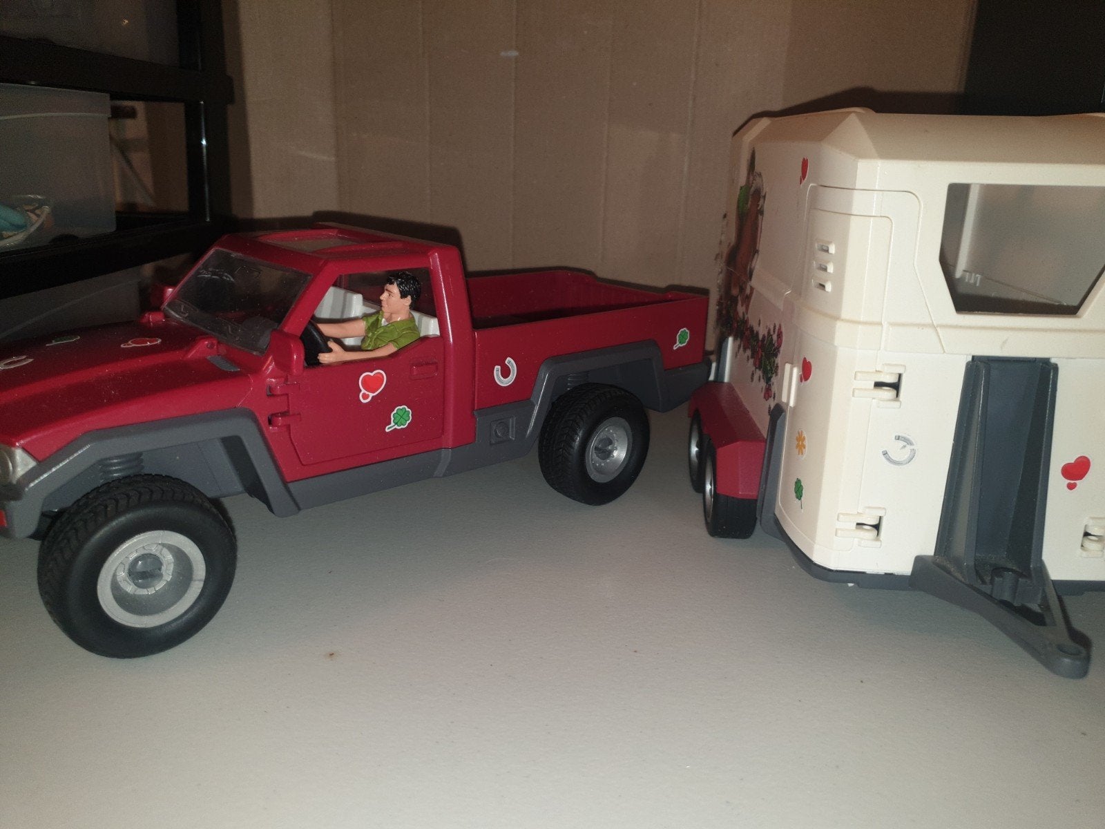 schleich pick-up met trailer, Ophalen of Verzenden, Zo goed als nieuw, Hond of Kat, Beeldje of Figuurtje