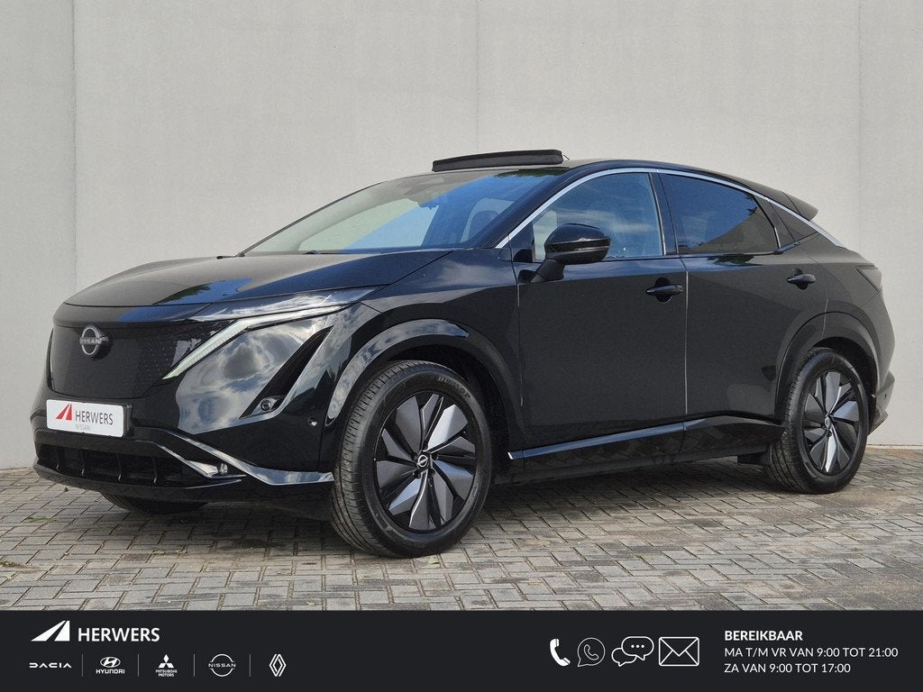 Nissan Ariya Evolve 66 kWh / 99% SOH / Glazen schuif- en kan, Auto's, Nissan, 1803 kg, Gebruikt, Zwart, 218 pk