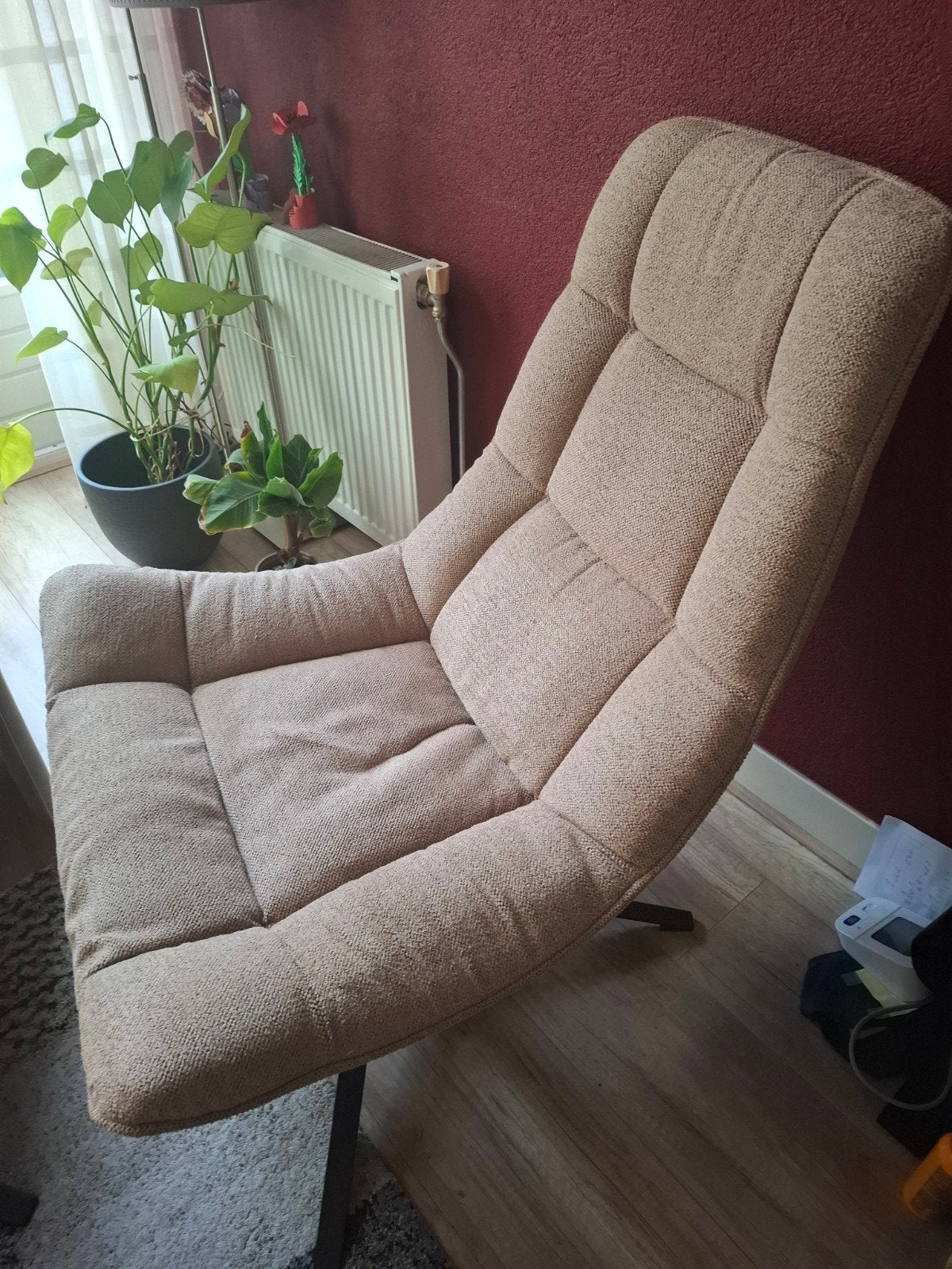 draai stoel met hocker, Ophalen, Minder dan 75 cm, Zo goed als nieuw, Stof