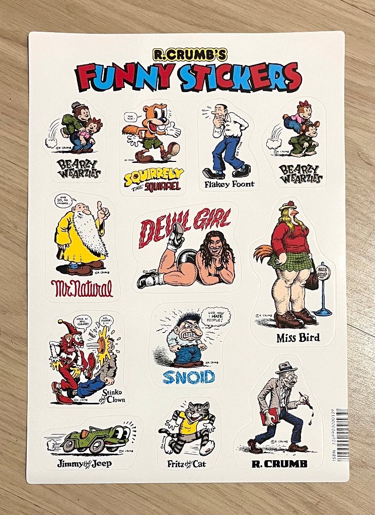 Robert Crumb - Funny Stickers kiss-cut stickervel, Eén stripboek, Ophalen of Verzenden, Zo goed als nieuw, Robert Crumb