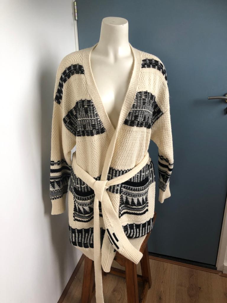 Set halflang roomwit vest wol wollen alpaca 36 gebreid, SET, Wit, Nieuw, Ophalen of Verzenden