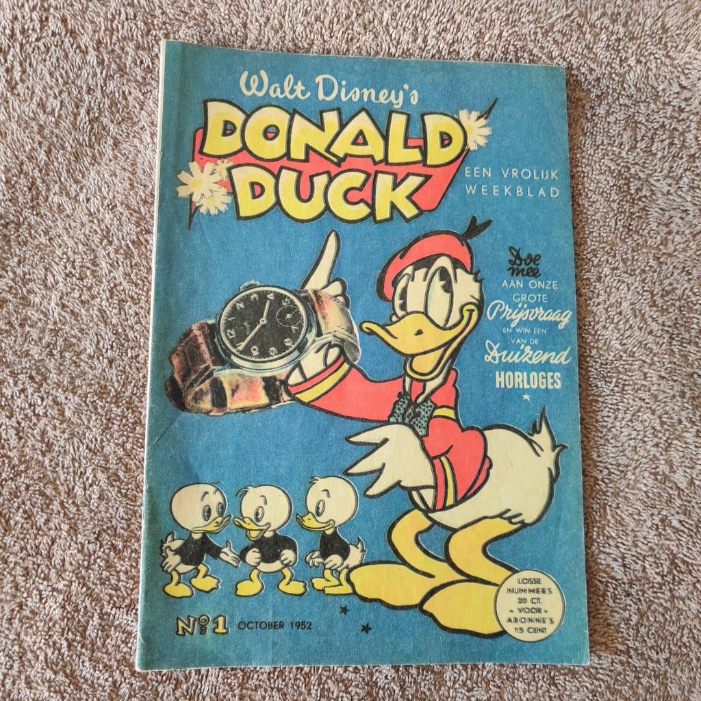 Walt Disney's Donald Duck - Nummer 1, Oktober 1952 (Herdruk), Eén stripboek, Ophalen of Verzenden, Gelezen, Walt Disney