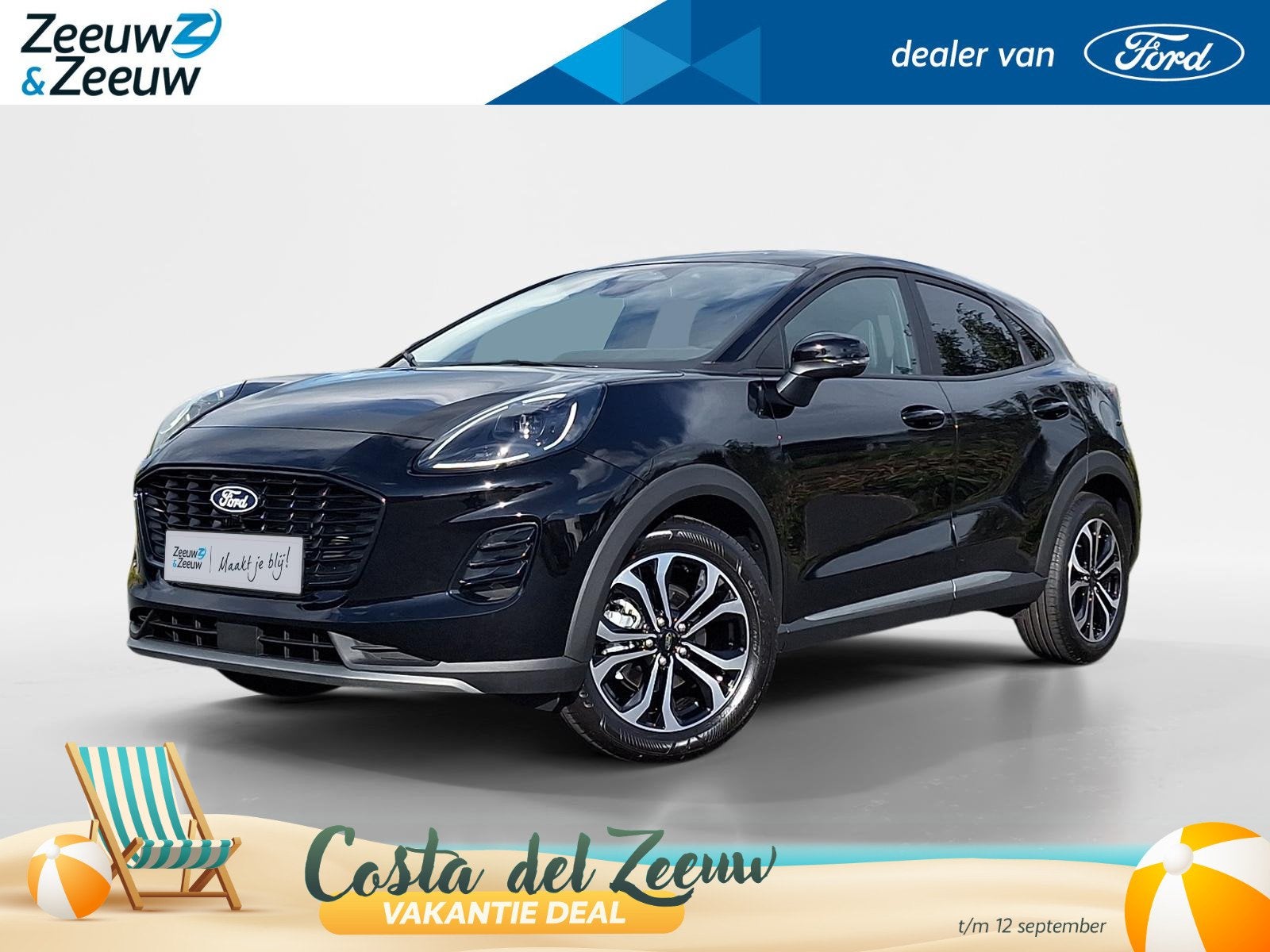 Ford Puma 1.0 EcoBoost Hybrid Titanium | tot €5.000,- Kort, Auto's, Voorwielaandrijving, 12 maanden, Puma, Zwart