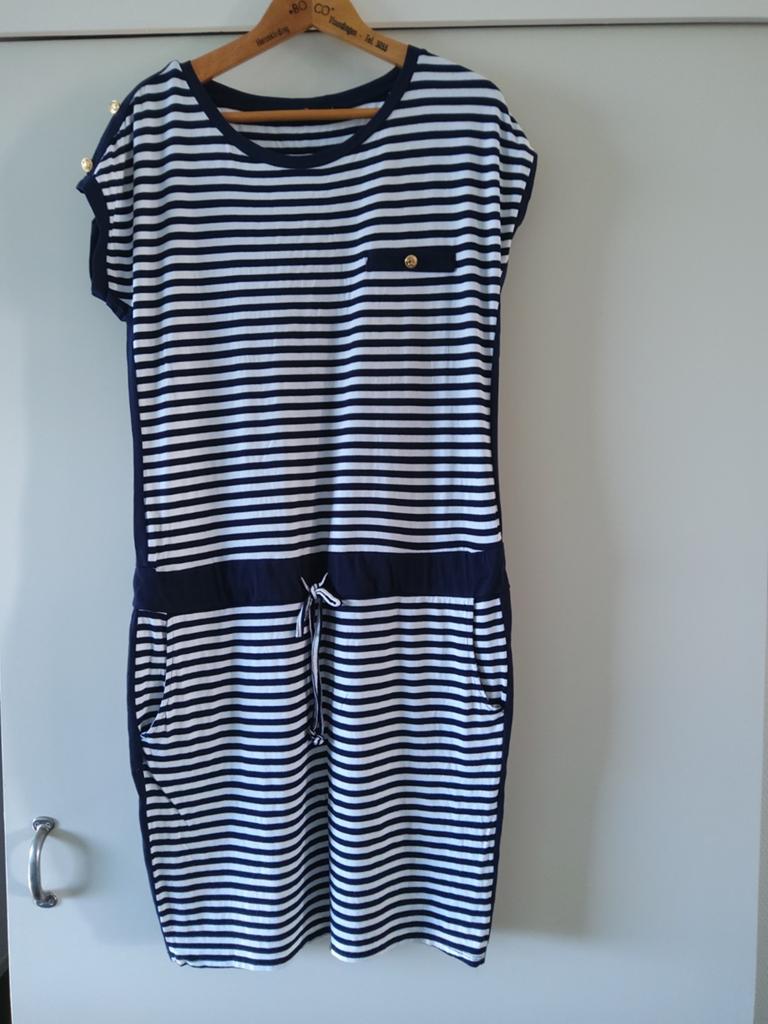 Enjoy jurk streep donkerblauw wit xl, Kleding | Dames, Jumpsuits, Blauw, Maat 42/44 (L), Enjoy, Ophalen of Verzenden