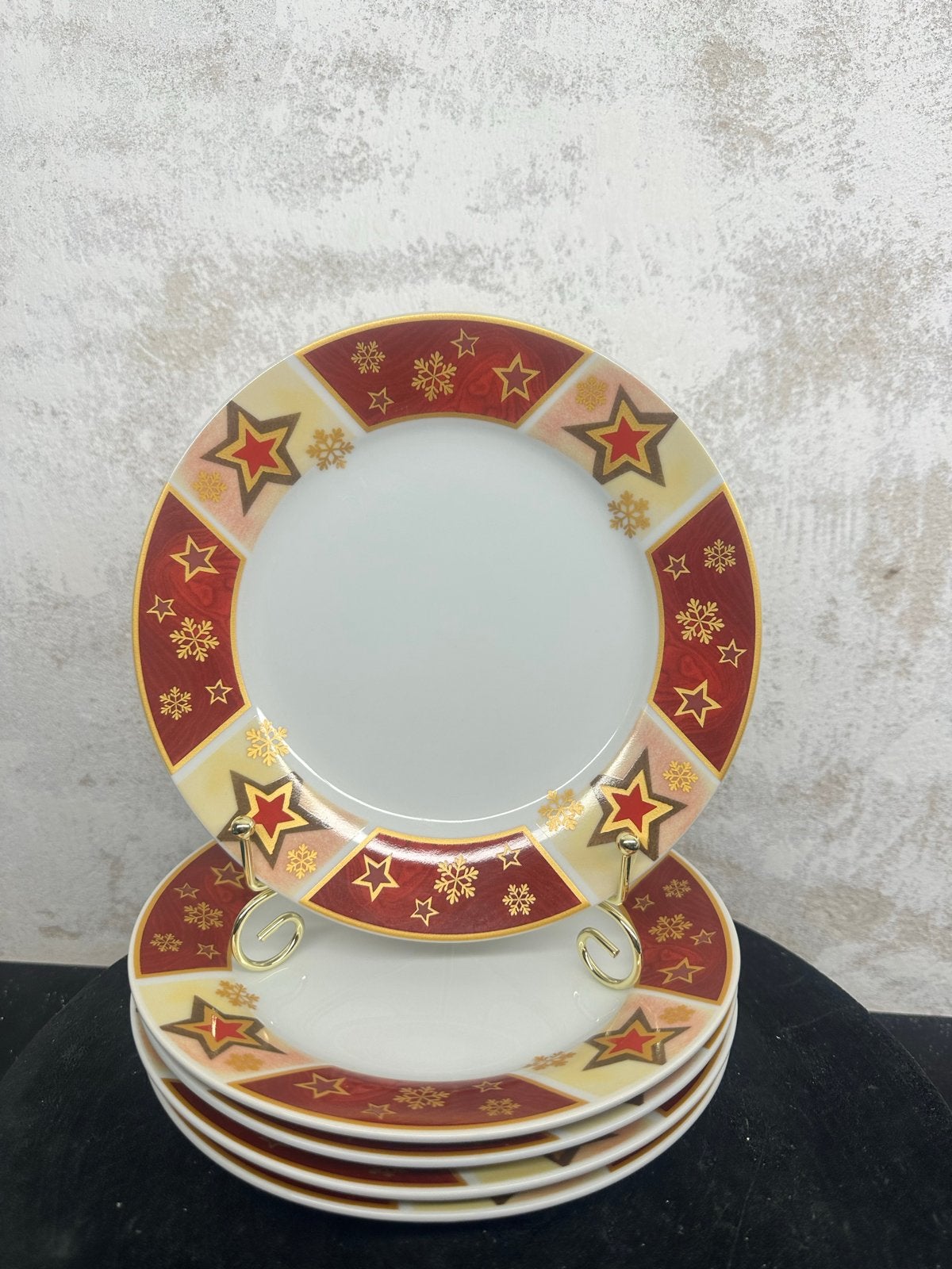 5x Schloß Amalienburg Kerst Gebakborden Ø 19,8 cm, Huis en Inrichting, Keuken | Servies, Verzenden, Zo goed als nieuw, Bord(en)