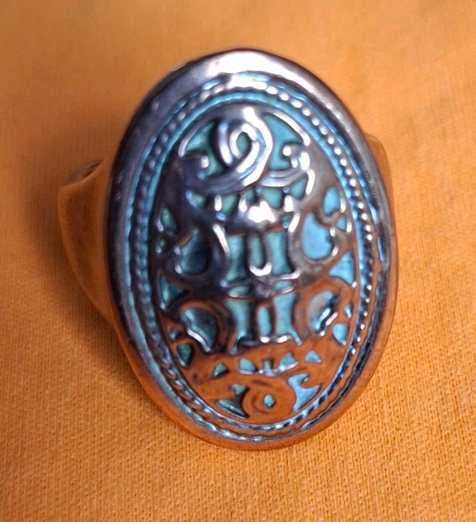 Vintage  Ring met Keltisch Patroon, Ophalen of Verzenden, Gebruikt, 18 tot 19, Dame of Heer