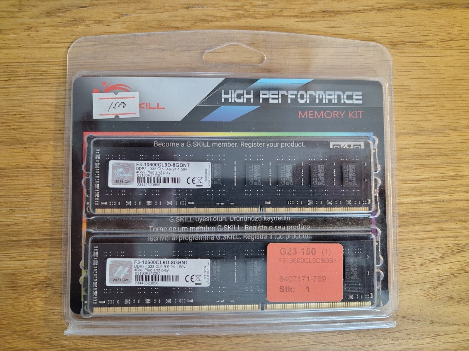 G.Skill DDR3 RAM 2x4GB 1333MHz CL9 voor Desktop, Computers en Software, RAM geheugen, Nieuw, Desktop, 8 GB, DDR3, Ophalen of Verzenden