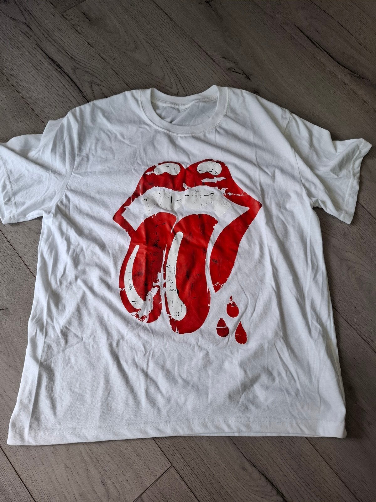 Rolling Stones 'Nervous Tongue' Band Shirt – Wit – Maat  xl, Verzenden, Zo goed als nieuw, Wit