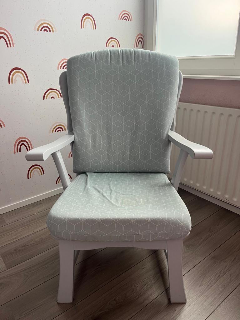 Vintage stoel met kussen, opgeknapt en geverfd, Huis en Inrichting, Stoelen, Ophalen, Gebruikt, Overige kleuren, Eén