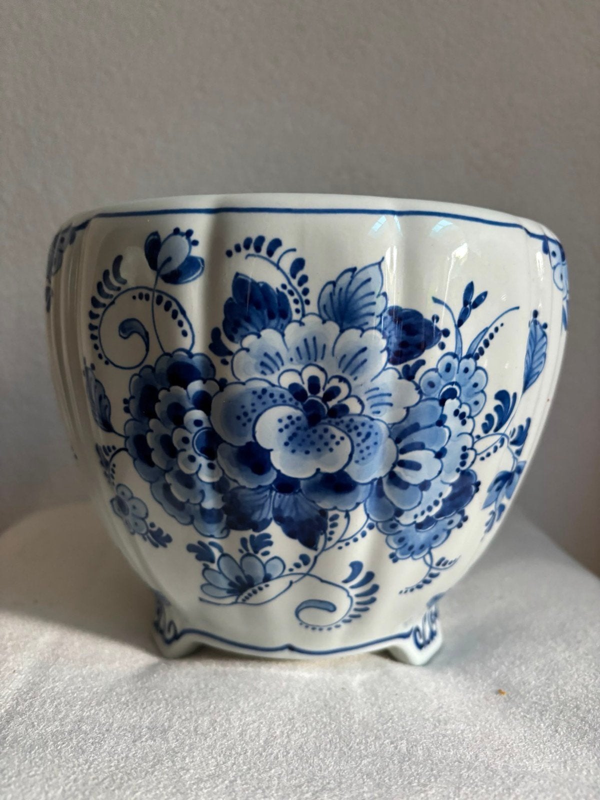 Porcelyne fles Delftsblauw bloempot, 17 cm hoog, Antiek en Kunst, Ophalen of Verzenden