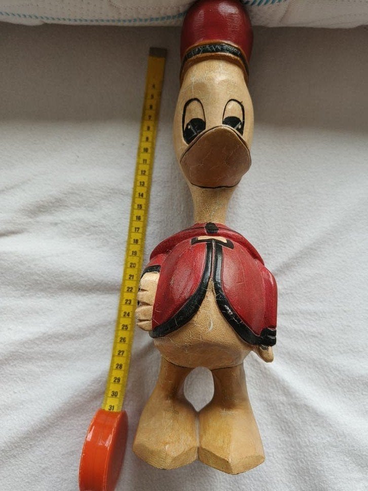 Vintage Houten Dagobert Duck Beeld - Jaren 70/80, Ophalen of Verzenden, Gebruikt