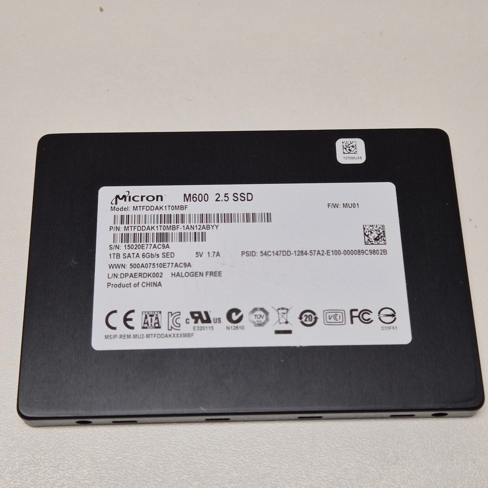 Micron M600 1TB SSD 2,5" Sata, Computers en Software, Intern, Gebruikt, Verzenden, 1TB