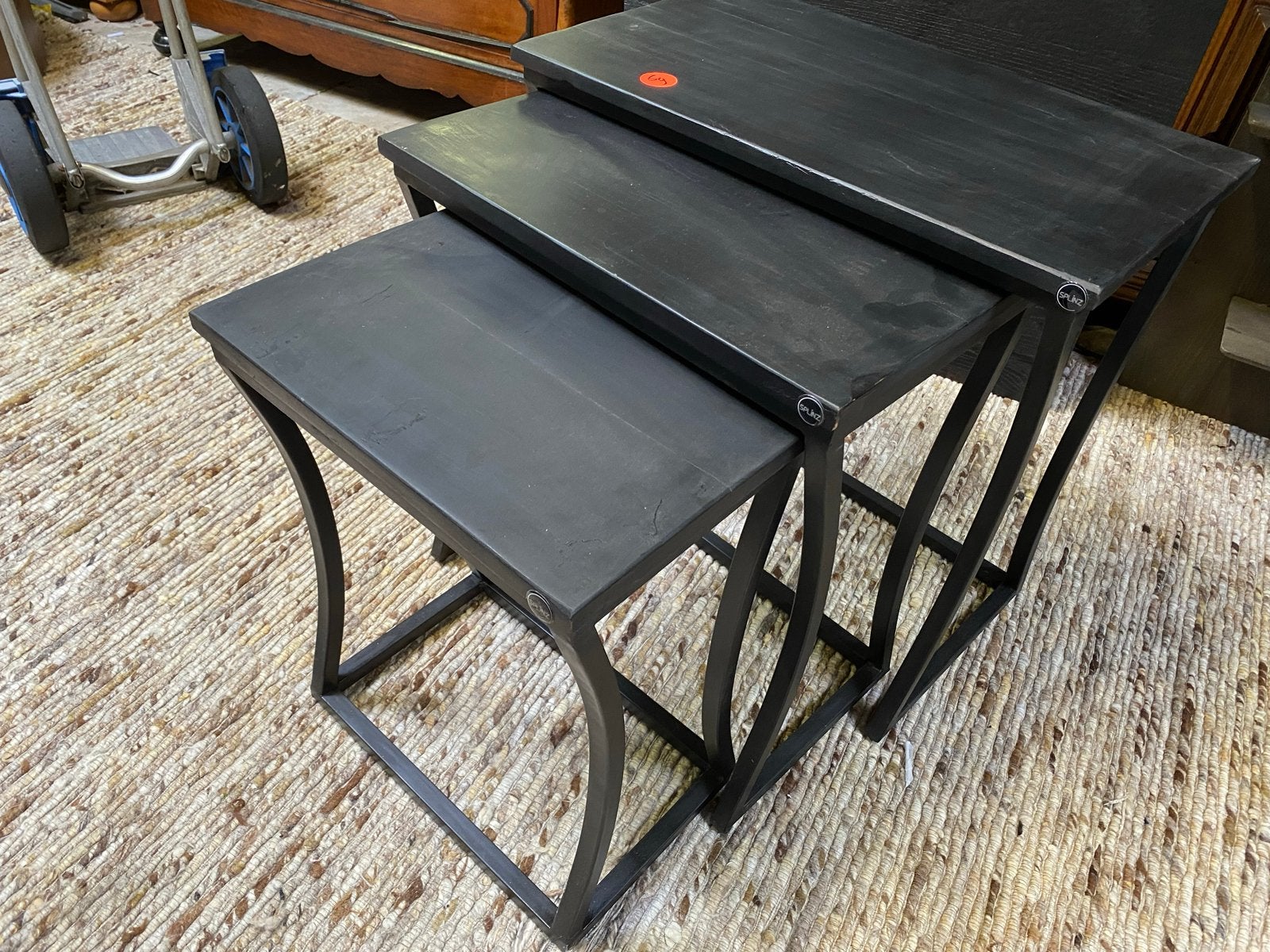 Bijzettafel set massief mangohout, Ophalen, Minder dan 55 cm, Gebruikt, Rechthoekig