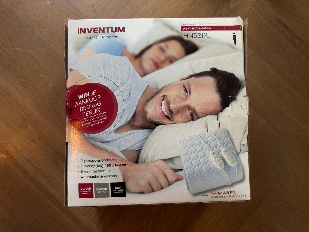 Inventum HN5211L elektrische deken 2-persoons 150x140 cm, Ophalen, Wit, Overige typen, Tweepersoons