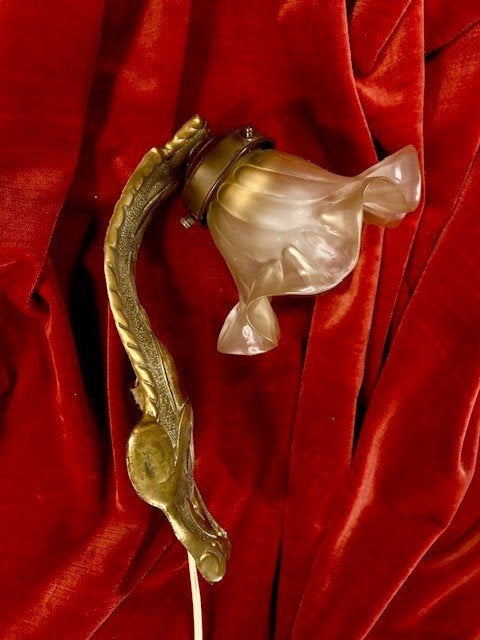 Art Nouveau Wandlamp -Antiek - Tulp-kap, Ophalen of Verzenden, Gebruikt, Overige fittingen, Overige typen