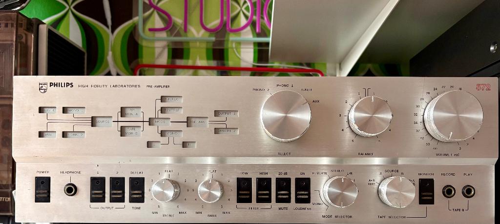 Philips lab series voorversterker 22ah572, Audio, Tv en Foto, Versterkers en Receivers, Gebruikt, Stereo, 120 watt of meer, Overige merken