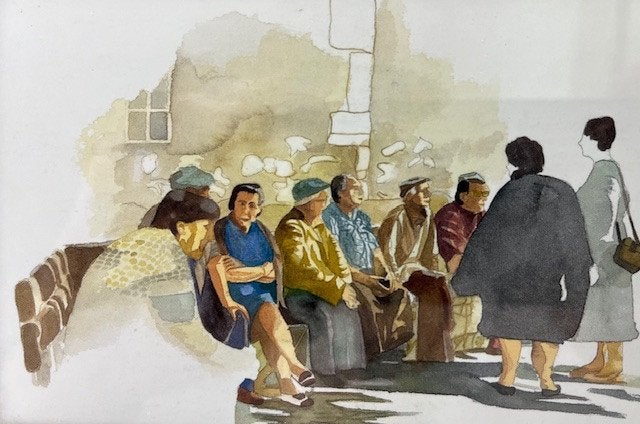 Set Franse vergulde lijsten met afbeeldingen aquarellen (3x), Antiek en Kunst, Ophalen of Verzenden
