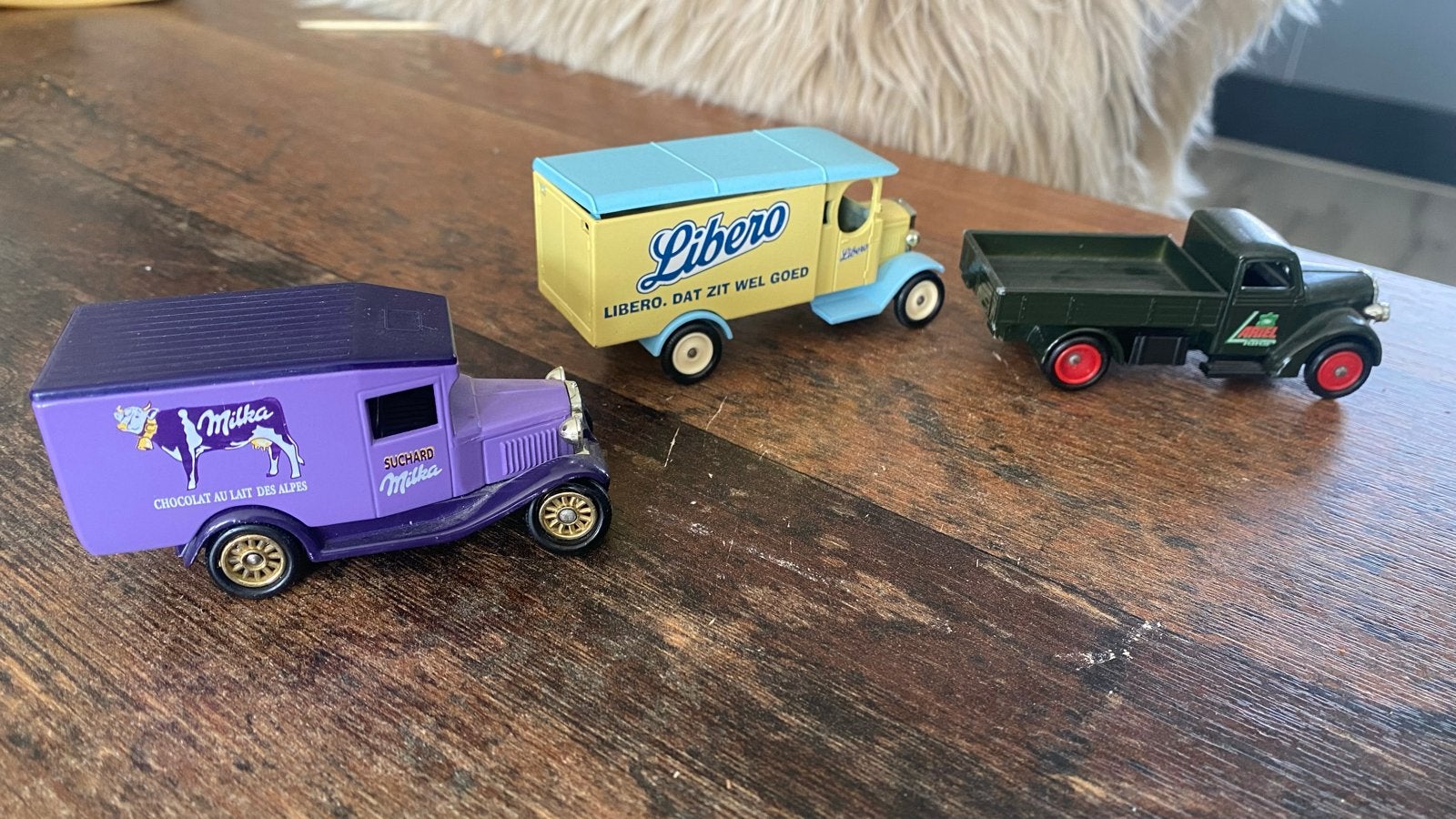 Set van 3 Reclame Speelgoed Vrachtwagens - Milka, Libero, Ophalen of Verzenden