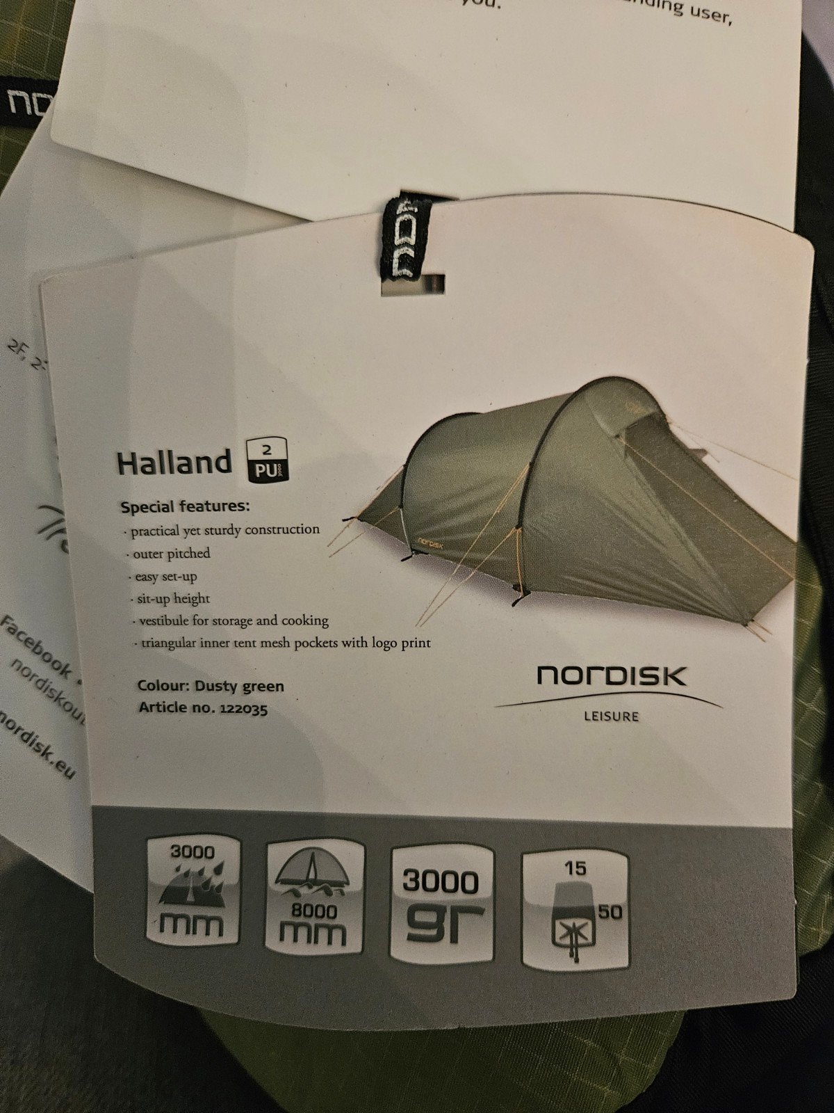 Nordisk Halland 2 PU Tent met Footprint - Zo goed als nieuw, Ophalen of Verzenden, Zo goed als nieuw, Tot en met 2
