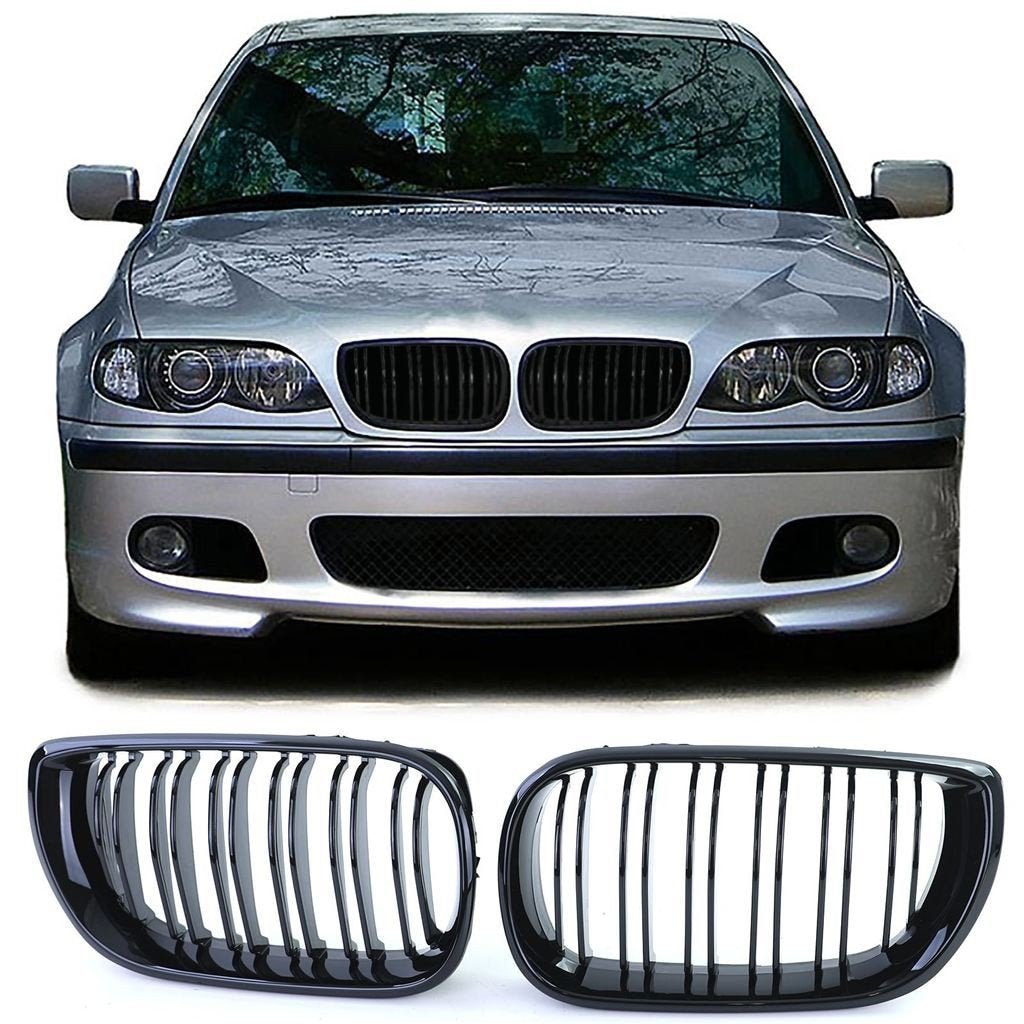 Sport Grill Nieren Voor Bmw 3 Serie E46 LCI Glans Zwart Dubb, Verzenden, Automotive Parts, A.parts@hotmail.nl, Trasmolenlaan 12 3447 GZ Woerden