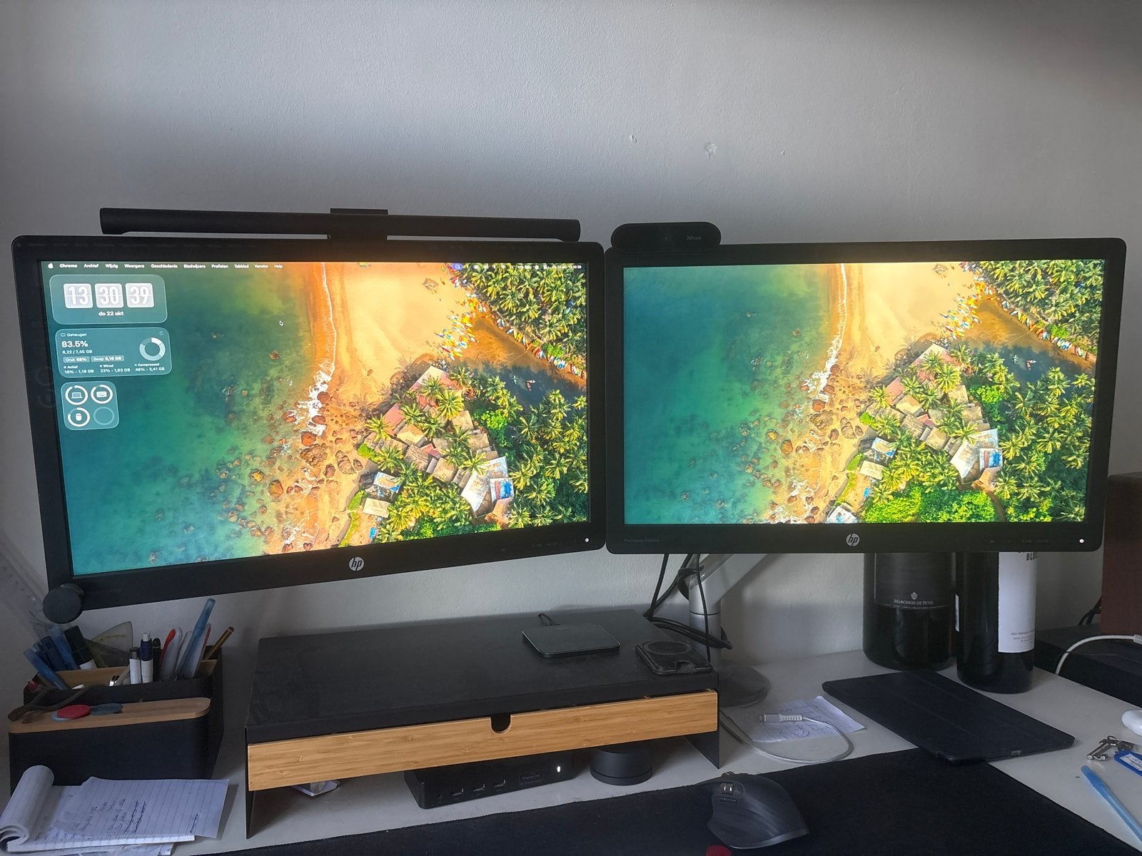 HP ProDisplay P240va Monitor met verstelbare arm, Ophalen, Gebruikt, In hoogte verstelbaar, VA