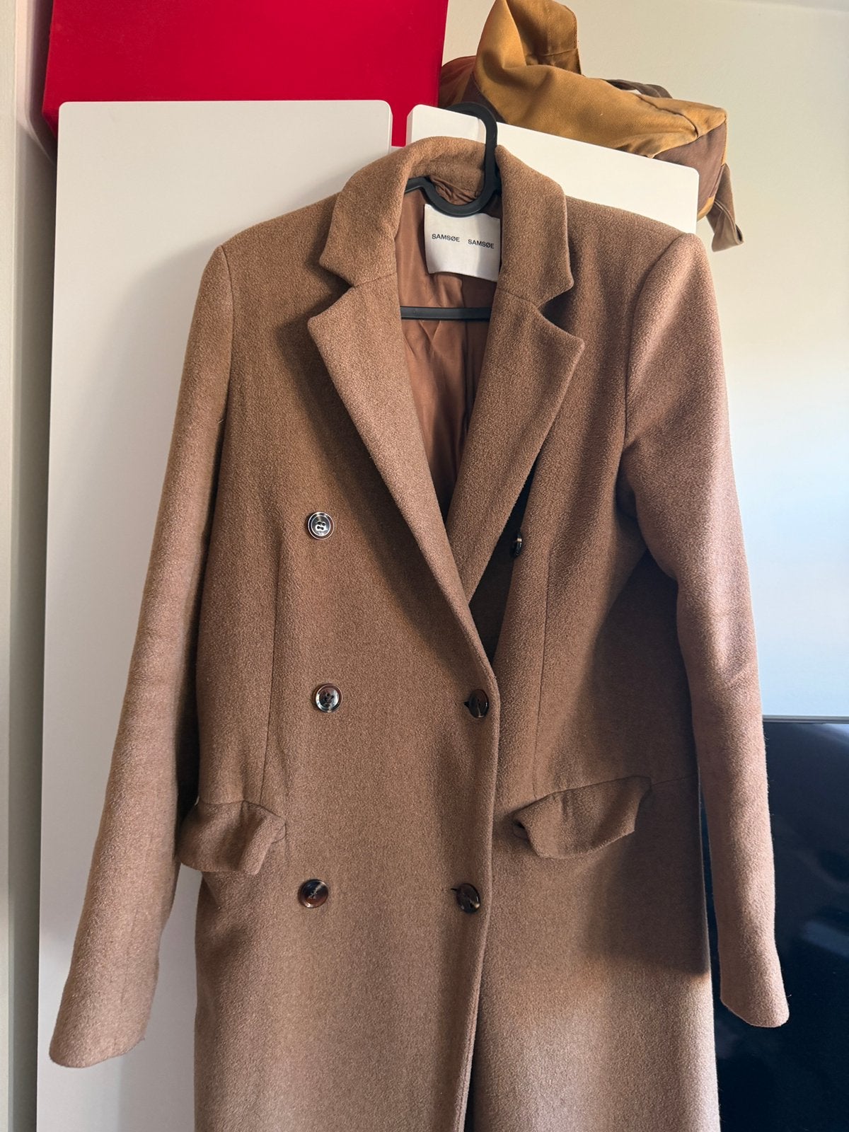 Samsøe Samsøe Wool Coat – Camel, Ophalen, Zo goed als nieuw, Maat 36 (S), Bruin