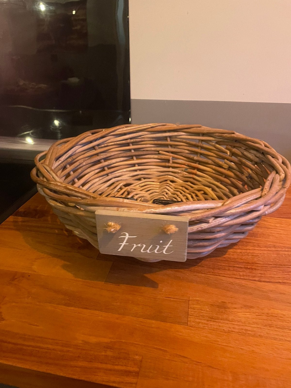 Rieten fruitmand 41x12 cm, Ophalen of Verzenden, Zo goed als nieuw, Rechthoekig, Riet