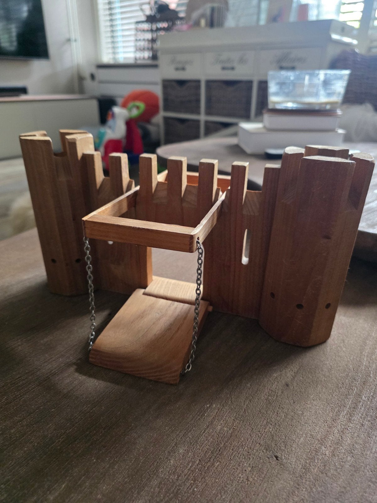 Houten ridderkasteel met ophaalbrug - Vrijeschool speelgoed, Ophalen of Verzenden